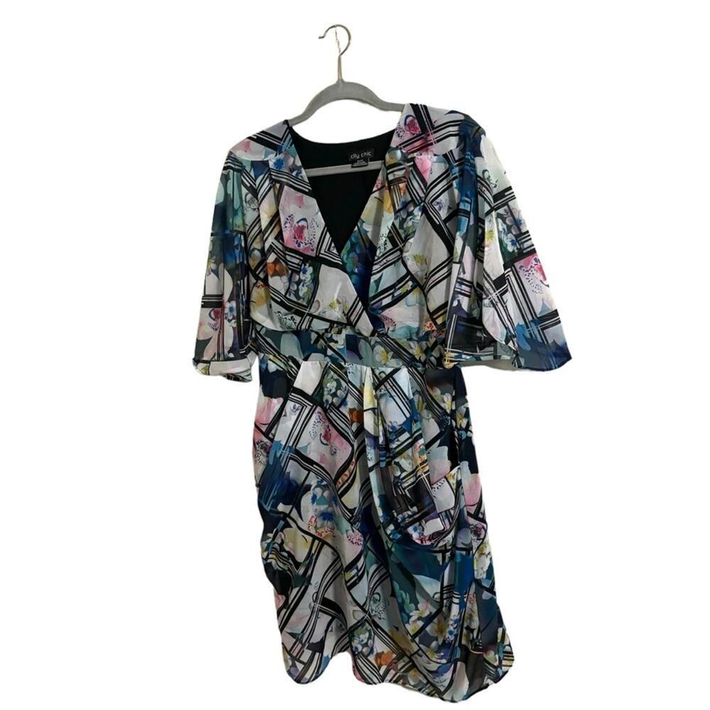City Chic Faux Wrap Floral Dress Size XS/14